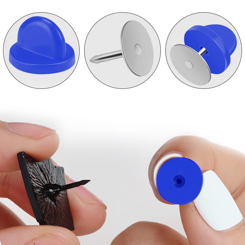 DUFEIMOY 150Pcs Rubber Pin Backs Locking, Locking Pin Backs with Storage Case, Pin Backs Pin Keepers for Brooch Tie Hat Badge Insignia, Multicolor Silicone Pin Locks - Image 3